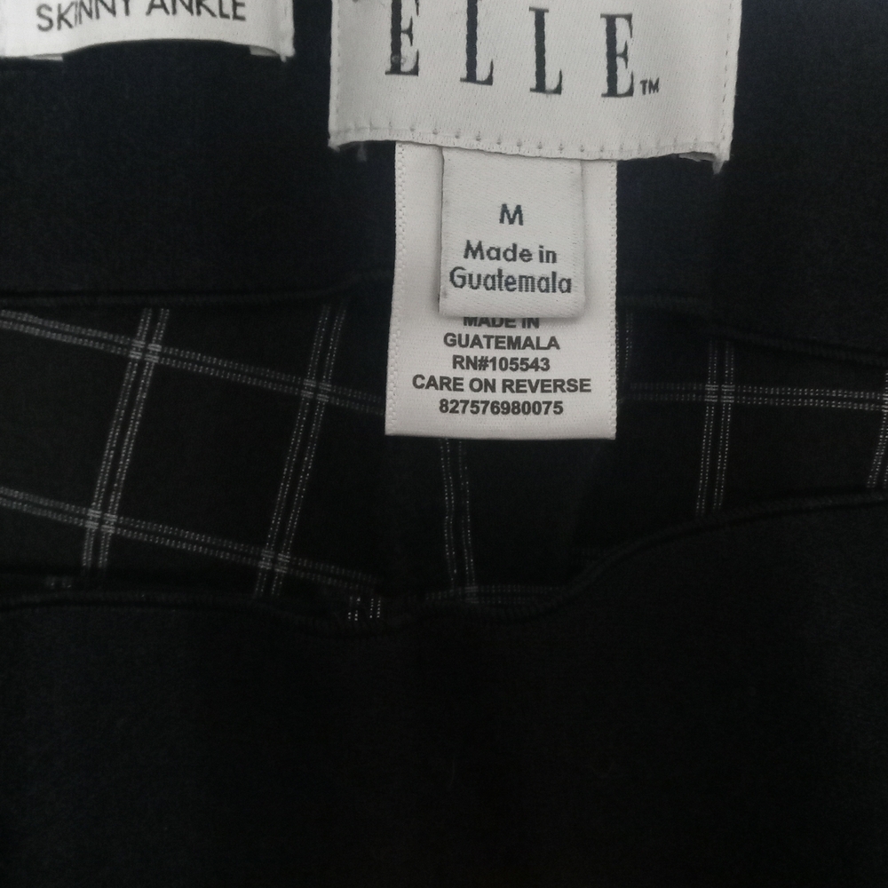 Elle Women's Black & White Plaid Skinny Ankle Pants Trousers Size Medium - Picture 6 of 6